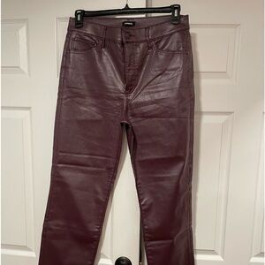 NWOT..Burgundy, high waisted coated jeans